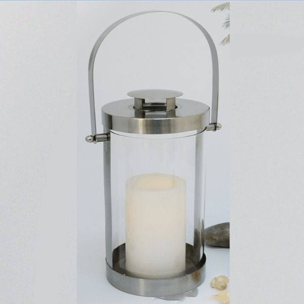 Stainless Steel Base Glass Lampshade Candle Holder Simple Pull Ring Handle Metal Glass Candle Holder