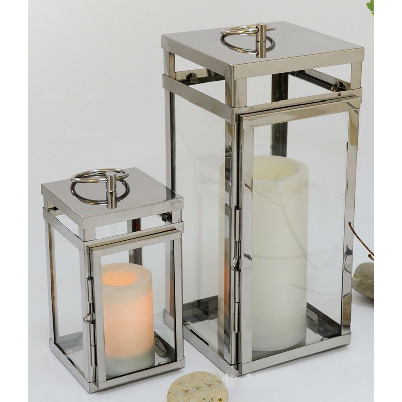 Stainless Steel Base Glass Lampshade Candle Holder Simple Pull Ring Handle Metal Glass Candle Holder