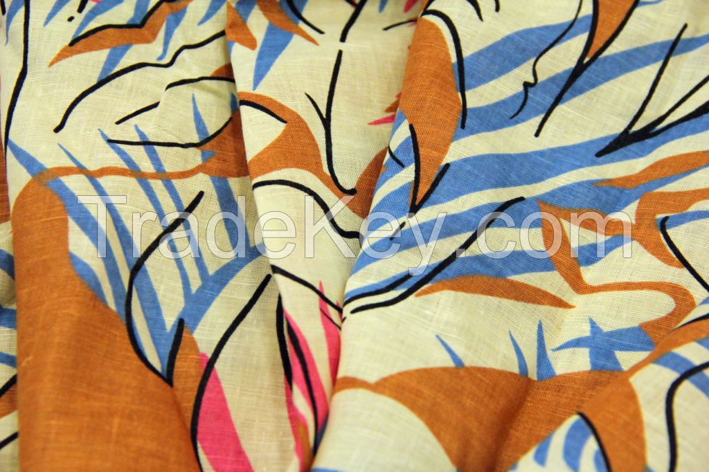 100% Linen Fabric and Cotton Linen Fabric with solid or prints