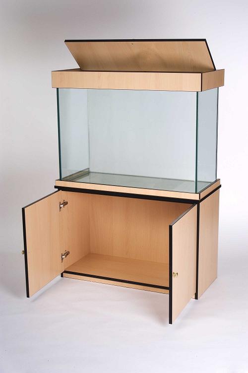 Glass aquarium complete with cabinet &amp; hood