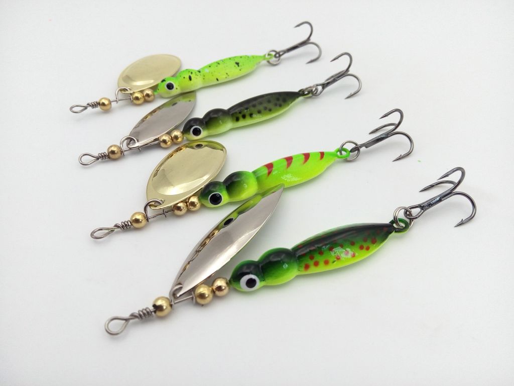 2016 New Arrive 4 colors/lot 15g Spinner Fishing Lures Metal Lures Spoon Spinnerbait Fishing Tackle Artificial Insect lure