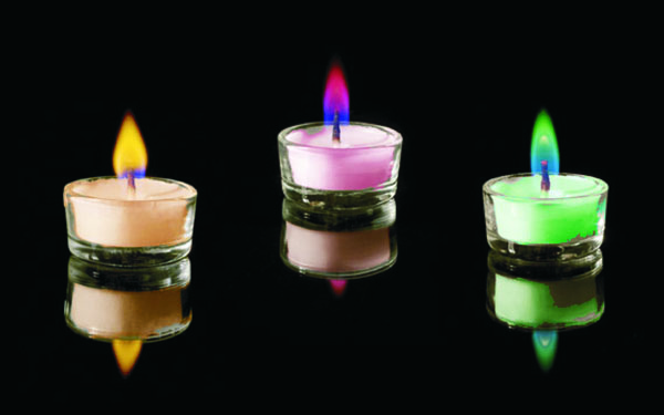 color flame candle---tealight glass cup candle