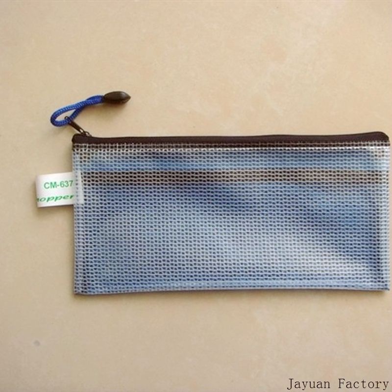 pvc grid zipper bag mesh bag