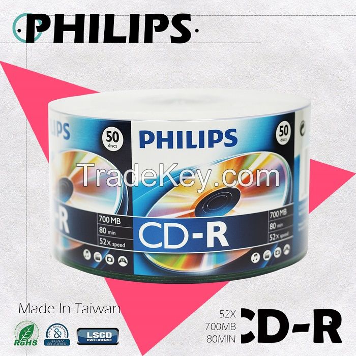 PHILIPS Blank CD-R 52X 700MB Made in Taiwan