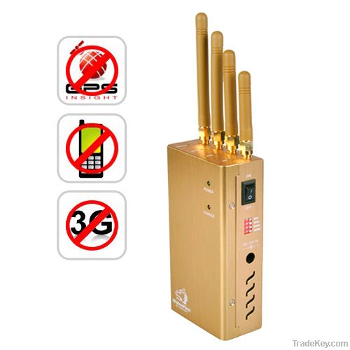 Handheld GPS GSM 3G signal jammer Blocker with cooling fans