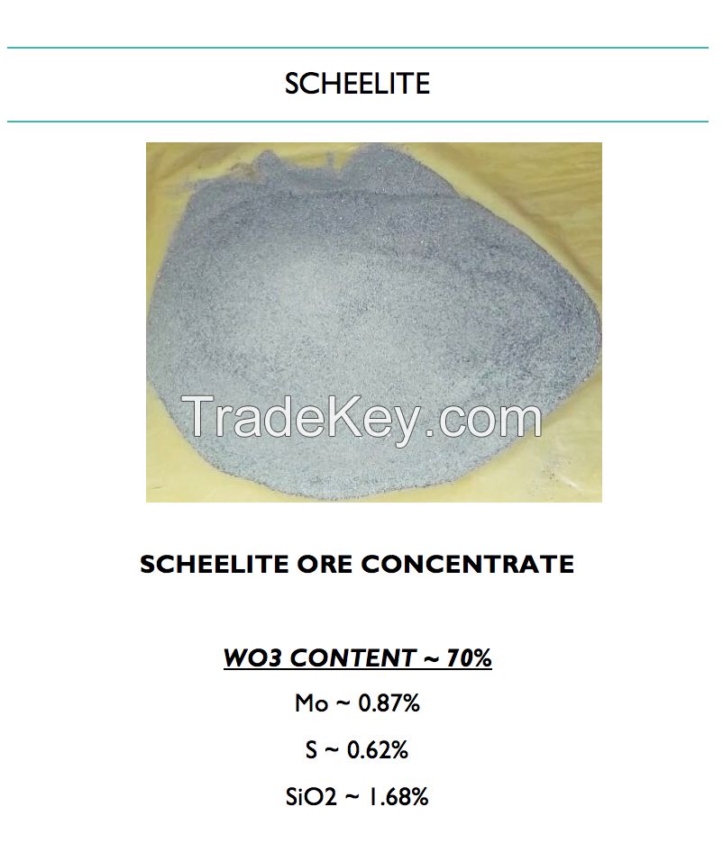 Tungsten Ore Concentrate, Scheelite, Wolfram, WO3 HIGH 70%