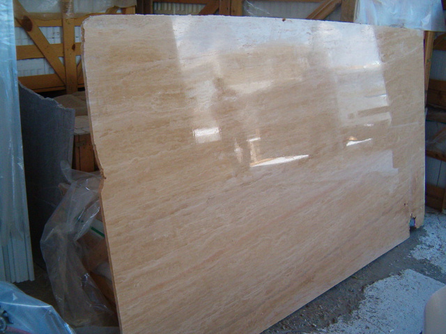 beige travertine slab