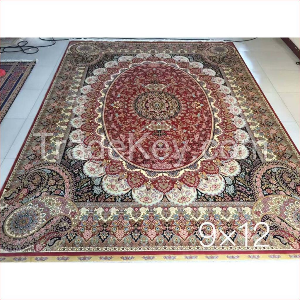 Decorative Iranian Persian Silk Carpet Handmade Hand Knotted Large Traditional Bedroom Oriental Area Rugs