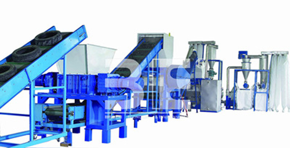 Tire recycling machine