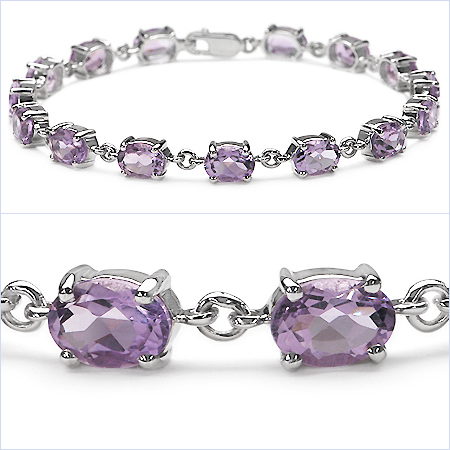 Stylish 12.75CTW Genuine Amethyst .925 Sterling Silver Bracelet