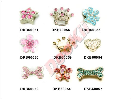 Rhinestone slider charms for pet collars