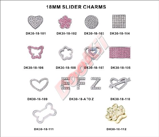 Rhinestone slider charms for pet collars