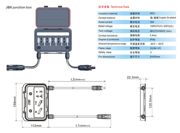 SC-JB6-rail solar PV junction box