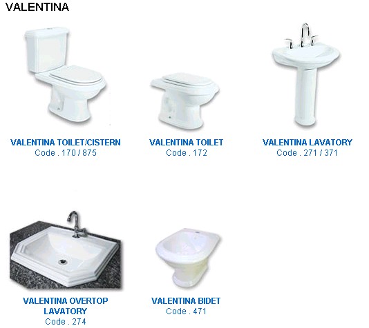 Valentina Line: Toilet with Cistern, Bidet and Lavatory