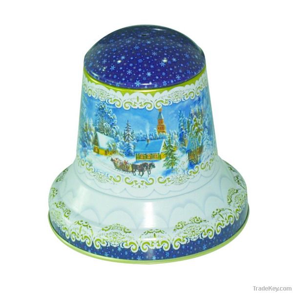 Christmas bell shape tin box