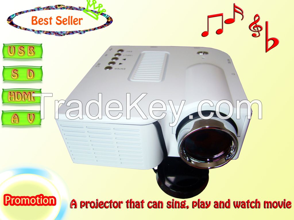 Children audio and video teaching machine, cheapest LCD mini projector, with multimedia function, size to 80 inches, price lower than 40usd