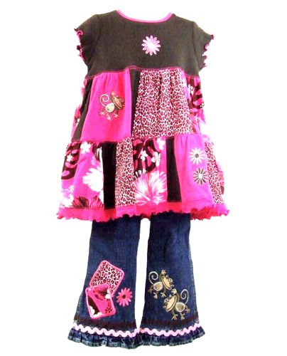 Baby/Toddler Dress Jeans Set - Pink Jungle (6 Sizes)