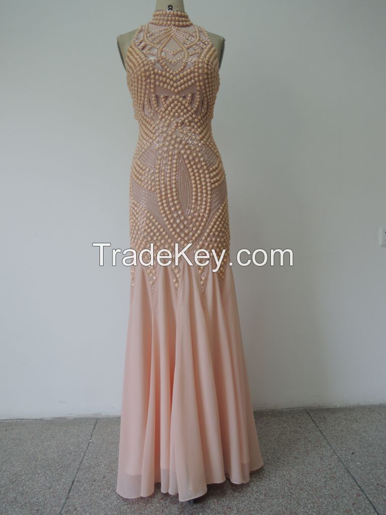 long evening dress with beading