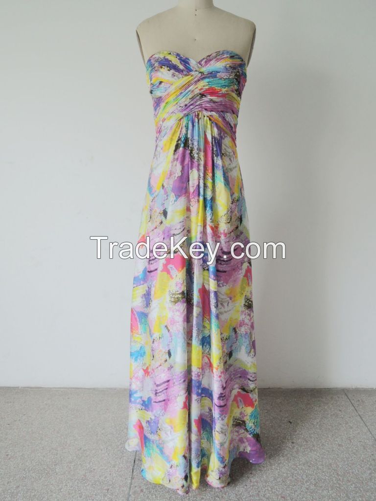 Chaozhou print evening dress