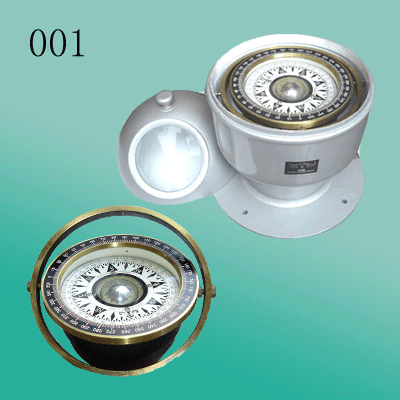 Brass marine compass with aluminum seat