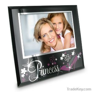 Black Glass Princess Photo Frame