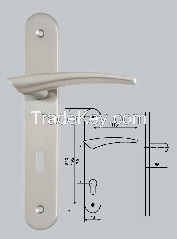 ZInc or aluminum door handle on plate