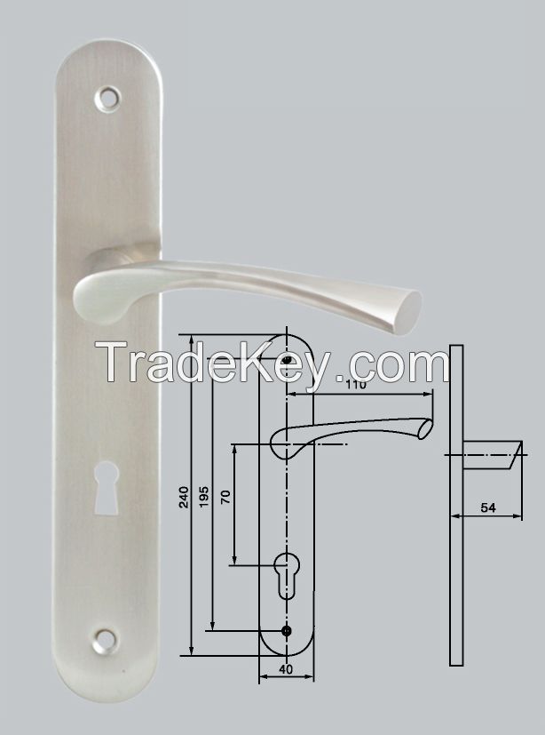 ZInc or aluminum door handle on plate