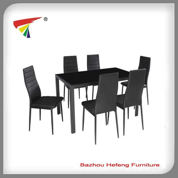 Glass &amp; Metal Dining Set, 1 table +6 chairs