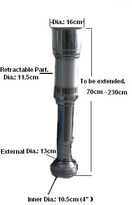 BBQ-801S Silver Barbecue Exhaust Nozzle with Flexible Duct for BBQ Use