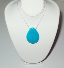 Genuine Turquoise Briolette Sterling Silver Necklace