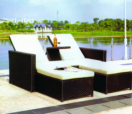 popular outdoor rattan bed F-606