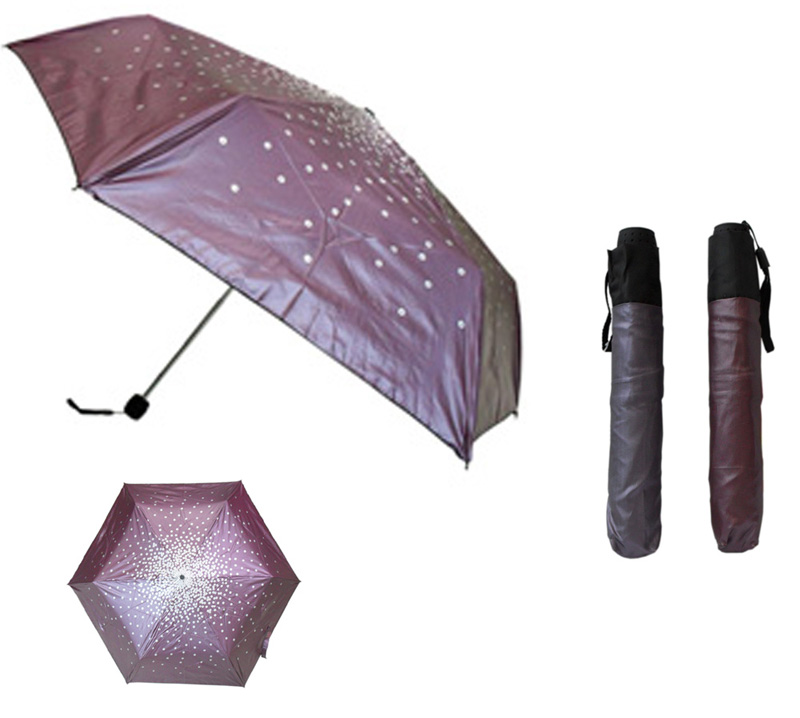 19.5&quot;x6ribs manual open 3-folding slim slim umbrella