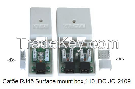 2-port Cat5E RJ45 connection Box Dual port surface mount box