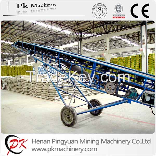 mobile belt conveyor for bag material, bulk material