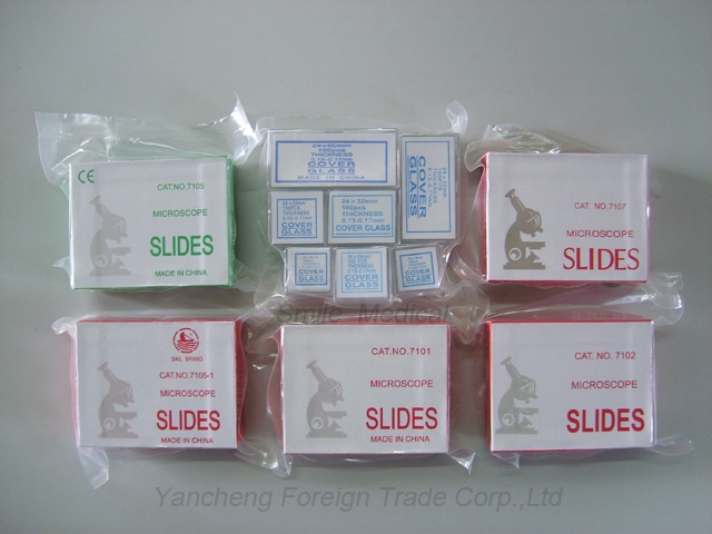 microscope slides, cover slips