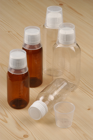 liquid medical boston bottle (amber PET+messure cup)