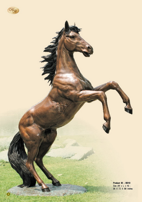 BRONZE JUMPING HORSE STATUES