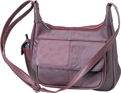 Burgundy cowhide purse with gunmetal hardware