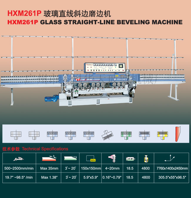 Glass straight-line beveling machine