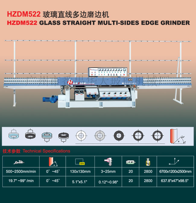 Glass straight multi-sides edge grinder