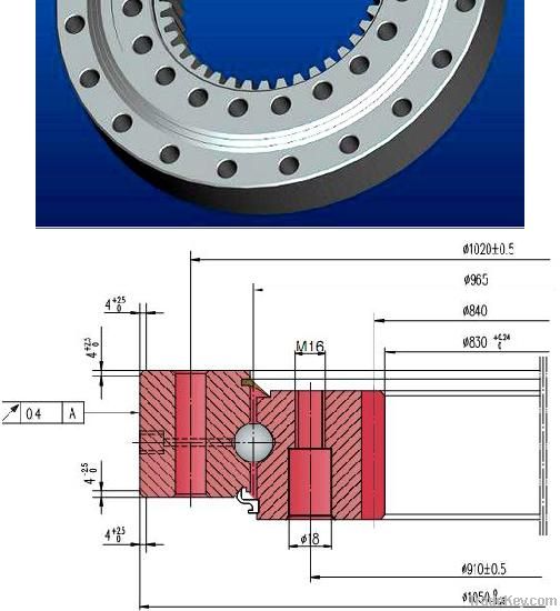 single row four point contact ball slewing bearing