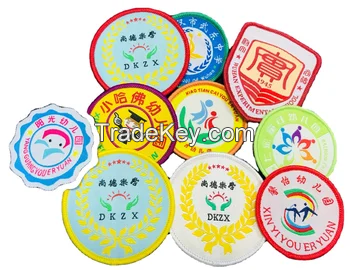 Custom Shaped Brand Name Woven Label Patches Embroidery Thread Badges Garment Printed Labels