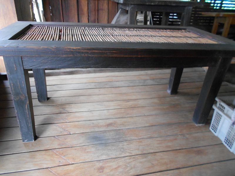 Wooden tables, chairs, bed, console table, etc.