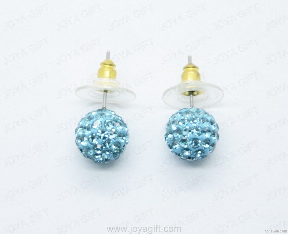 Crystal balls shamballa Earring with 925 Siliver hoop