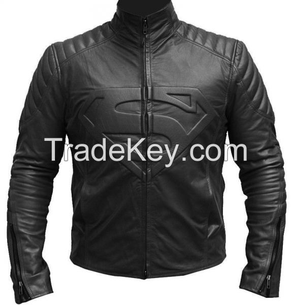 Superman Smallville Men&#039;s Black Man of Steel Leather Jacket