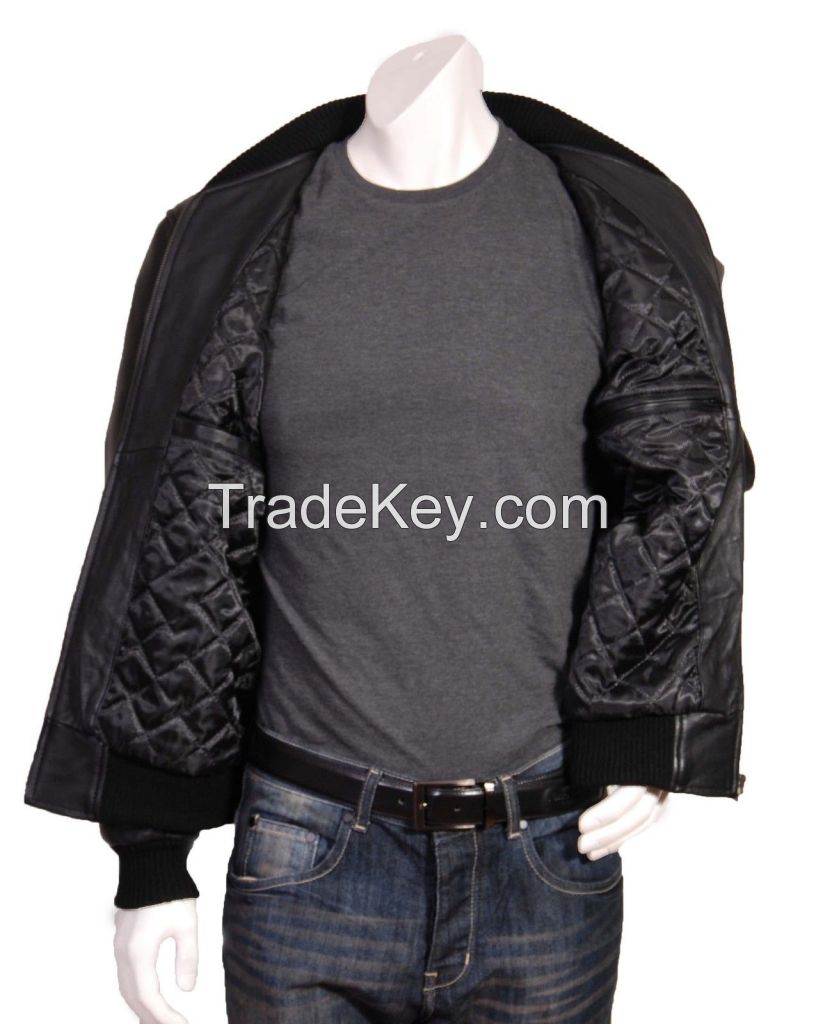 MEN BLACK MOTO QUILTED BOMBER LEATHER BIKER JACKET ALL SIZES