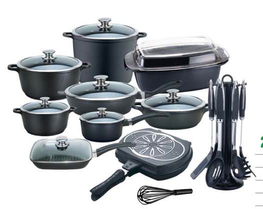 25pcs die-cast aluminum non-stick cookware set