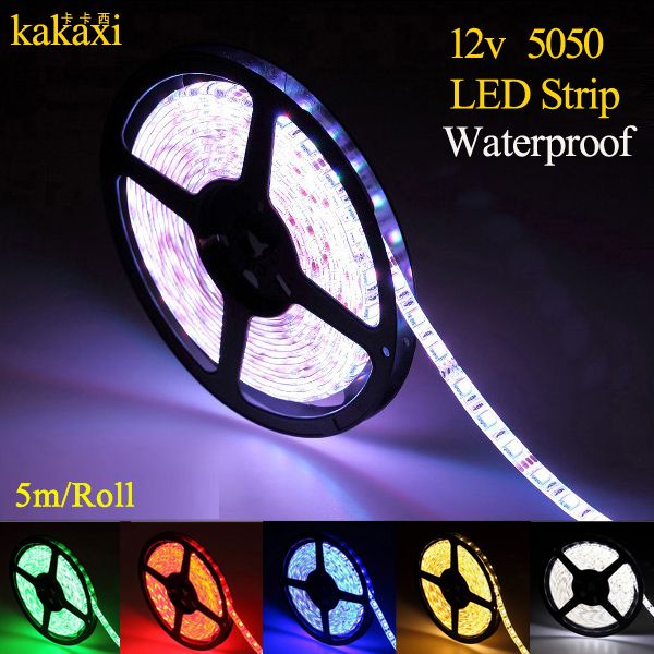 High quality 5m 300 LED 5050 SMD 12V flexible light 60 led/m waterproof LED strip