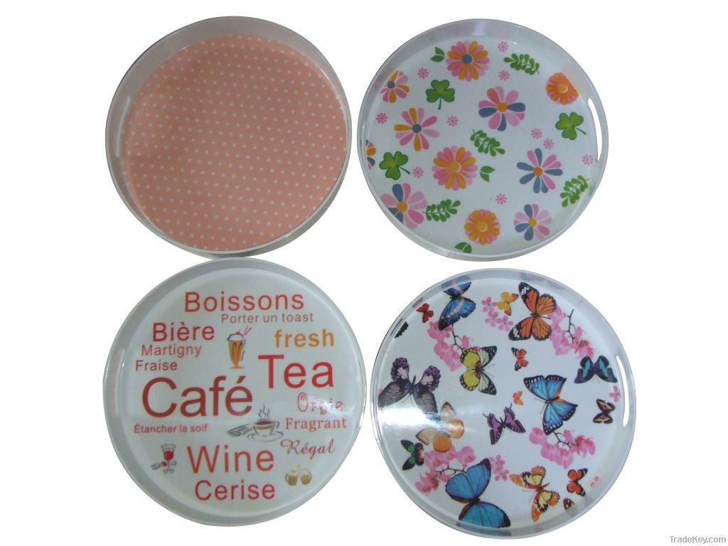 Round melamine serving tray