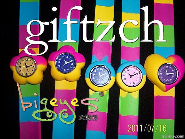 Muilt Color Camouflage Children Silicon Slap On Wristwatch